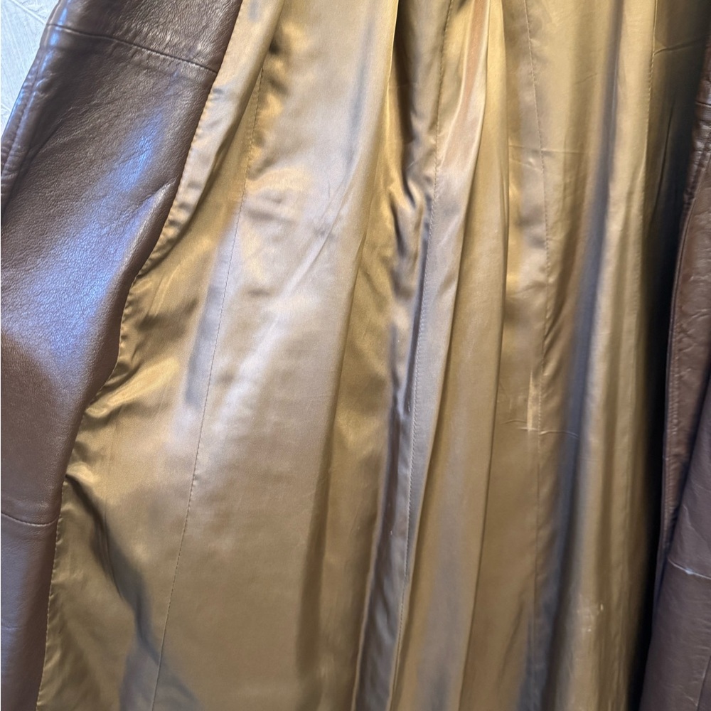 Brown Leather Coat with Fur Collar - Picture 5 of 10